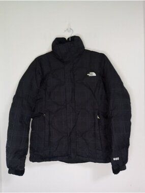The North Face Womens 600-Down Black Puffer Jacket M Nylon Plaid Winter Coat